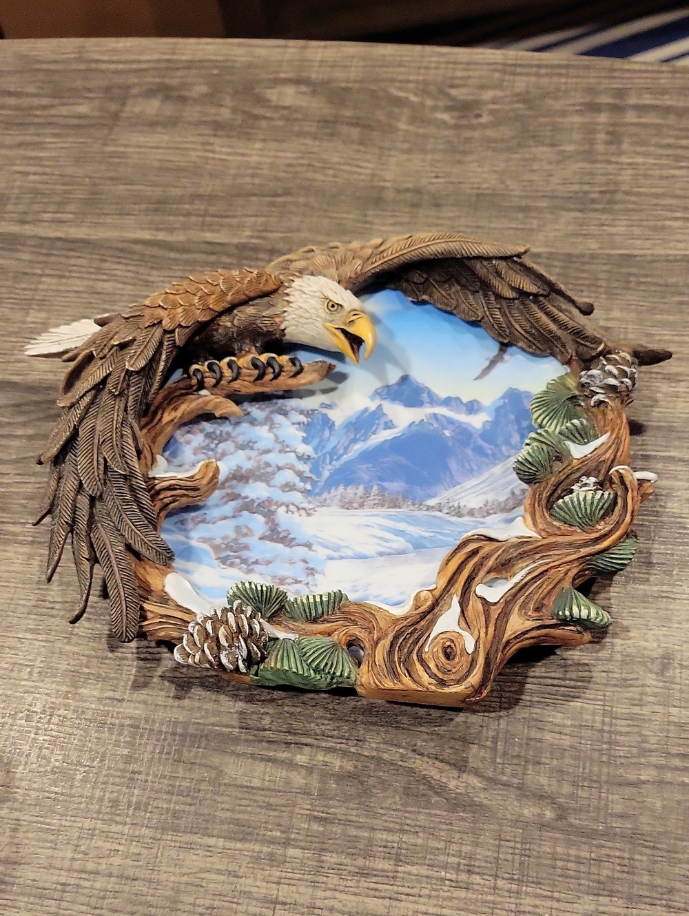 Hamilton Collection "Winter Solstice" 3-D Plate Hanging W/ Eagle,EUC